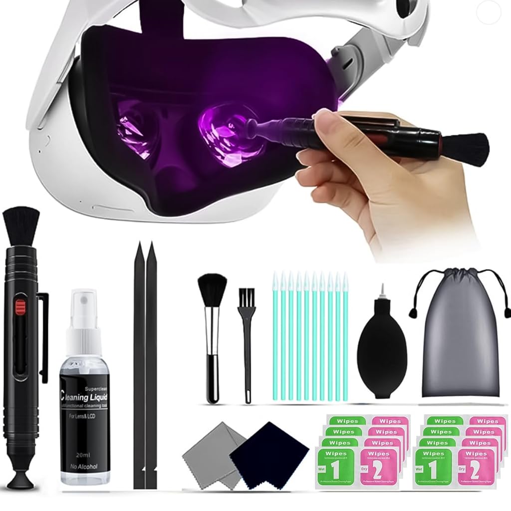 ZORBES® VR Headset Cleaning Kit, VR Lens Cleaner, Lens Pen Cleaner Kit for Meta Oculus Quest 2 3 /Xbox/PS/Wii, Cleaning kit for VR Facial Interface & Face Cover Protect Lens from Dust ZORBES® VR Headset Cleaning Kit, VR Lens Cleaner, Lens Pen Cleaner Kit for Meta Oculus Quest 2 3 /Xbox/PS/Wii, Cleaning kit for VR Facial Interface & Face Cover Protect Lens from Dust